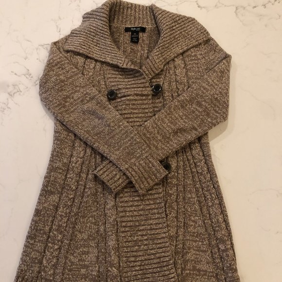 Style & Co. Double Breasted Cable Knit Cardigan - Picture 3 of 5